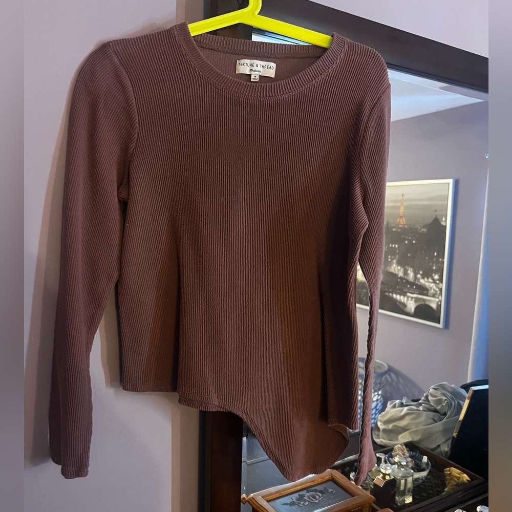 Madewell Texture and Thread Long Sleeve Shirt Top Women’s Medium Dark Red Purple